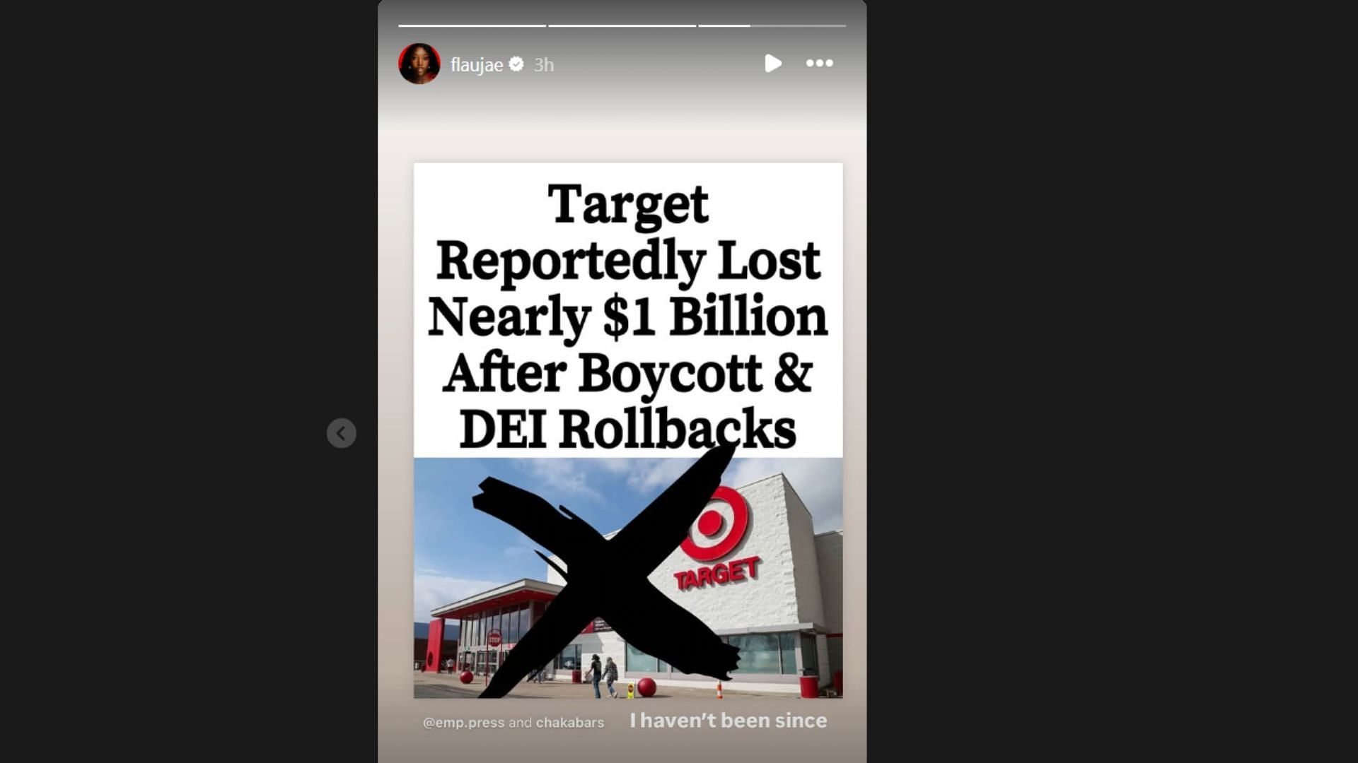 Flau&#039;jae Johnson reacts to Target reportedly losing $1 billion. Credit: IG@flujae