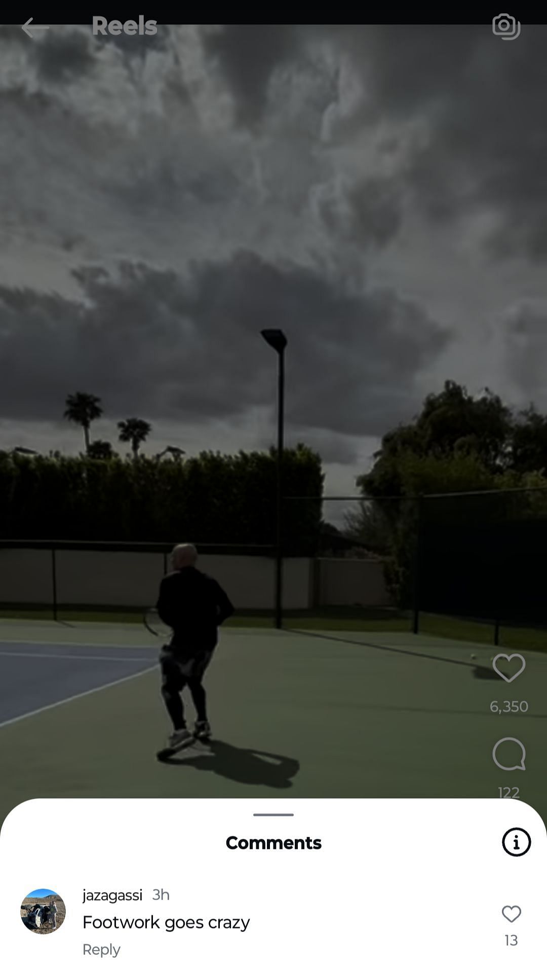 Screengrab of Jaz&#039;s comment on Andre Agassi&#039;s post. Source: Instagram @agassi