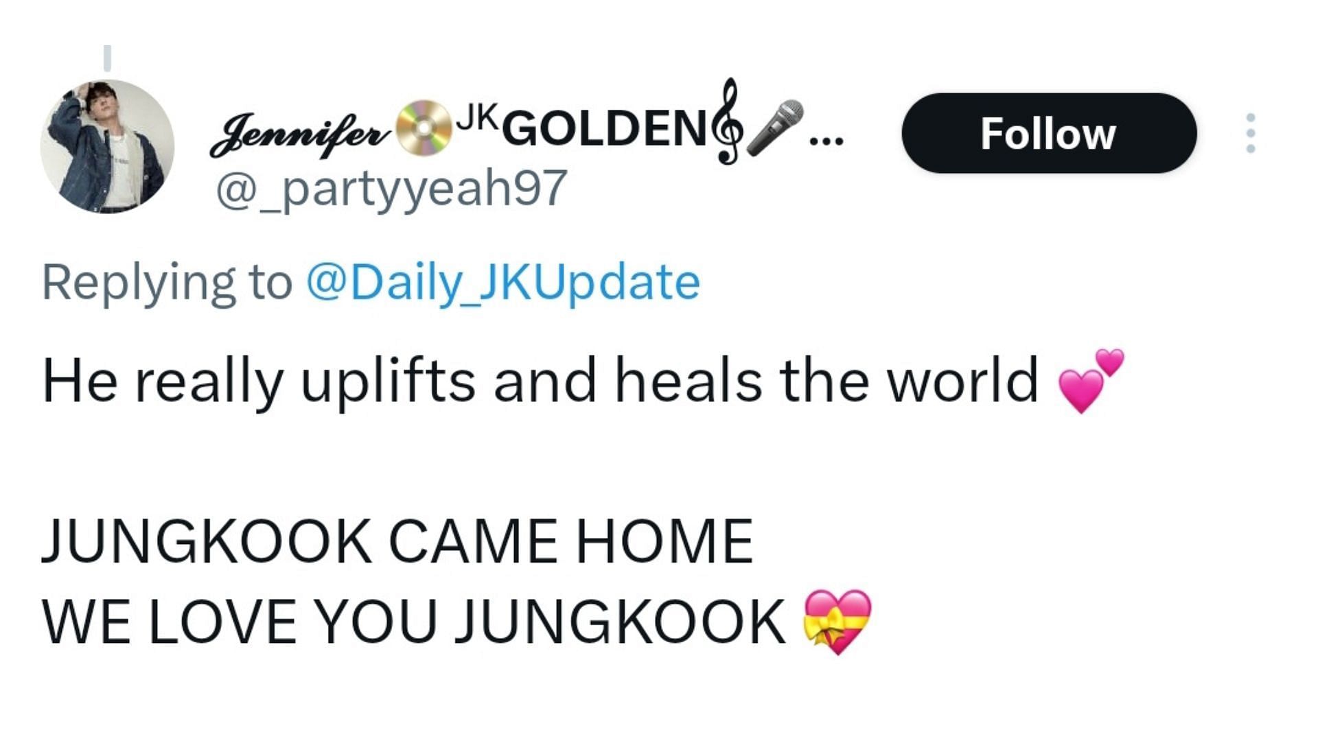 Fan react as Frex and Aqualina express gratitude to Jungkook for recommending their songs (Image Via X/@_partyyeah97)