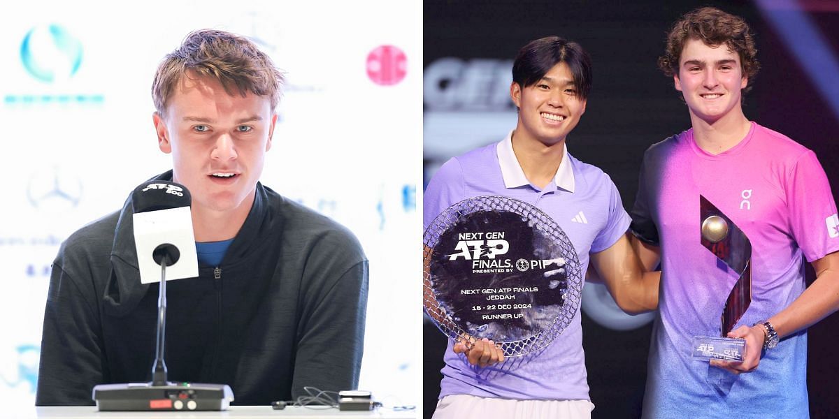 Holger Rune (L) &amp; Joao Fonseca with Learner Tien (R) [Image Source: Getty Images]