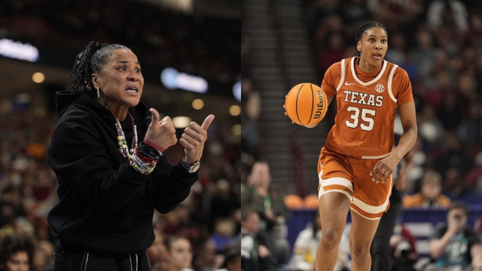 South Carolina coach Dawn Staley and Texas star Madison Booker. Source: Imagn