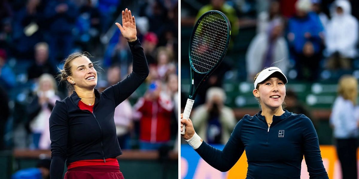 Aryna Sabalenka (L) vs Mirra Andreeva (R) at the Indian Wells final, (Source: Getty Images)