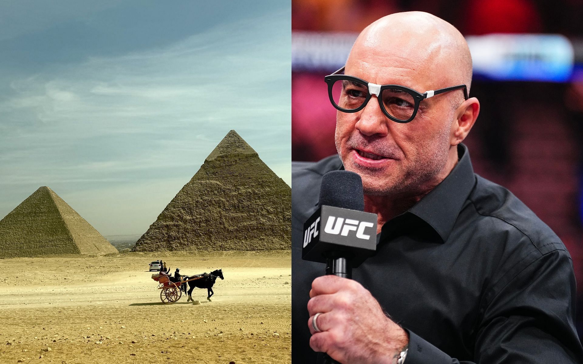 The pyramids of Giza (left) seem to have piqued the interest of Joe Rogan (right) [Images courtesy: Getty Images]