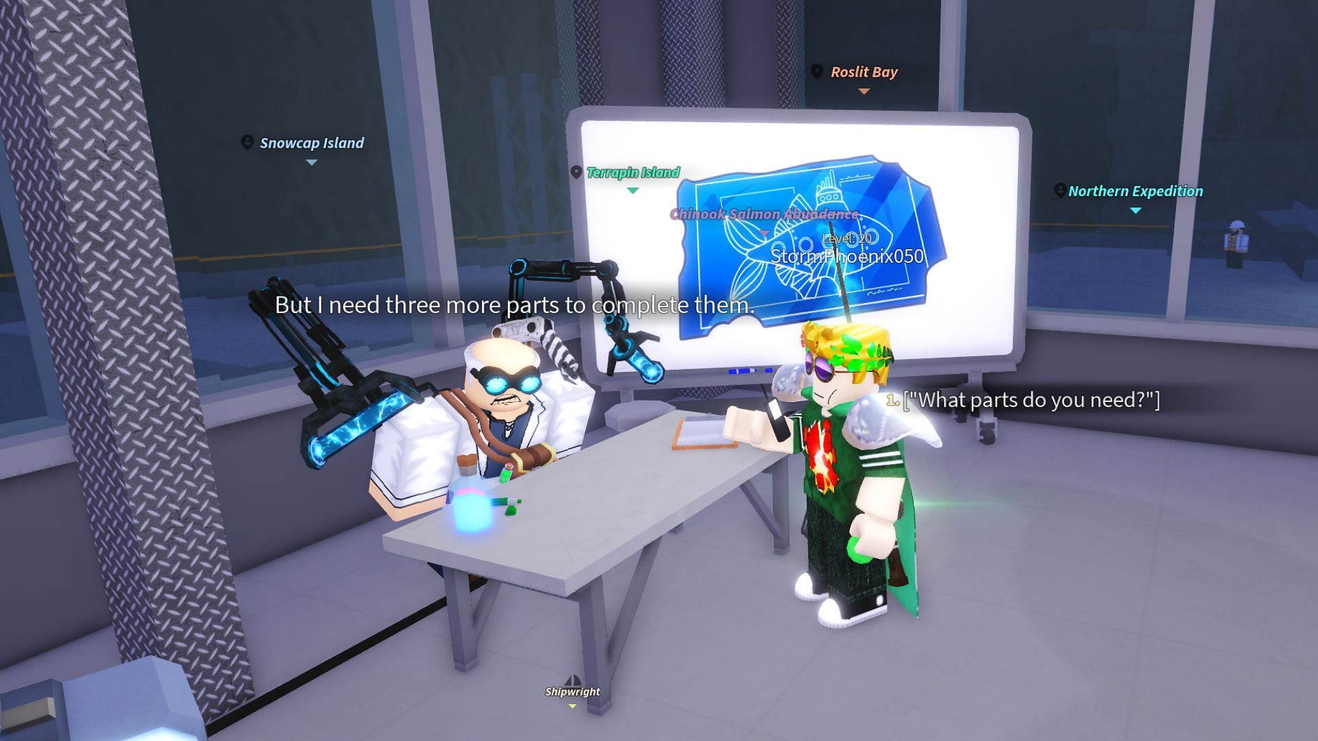 You must bring all three items to him (Image via Roblox)