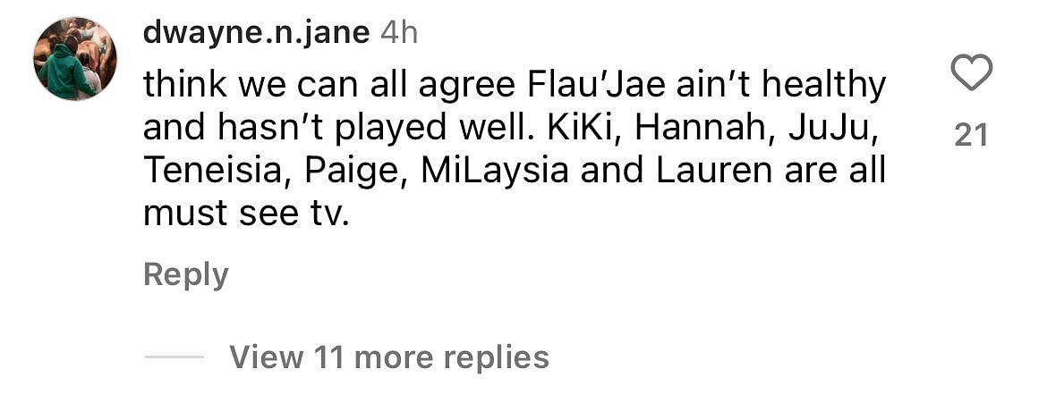 An IG user suggests Flau&#039;jae Johnson shouldn&#039;t be included in Full Court Press