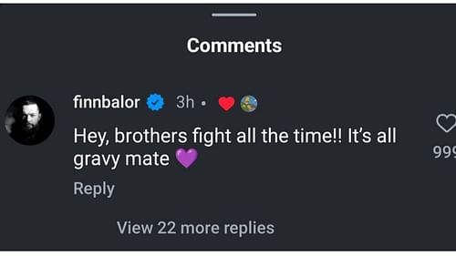 Screengrab of Balor's comment