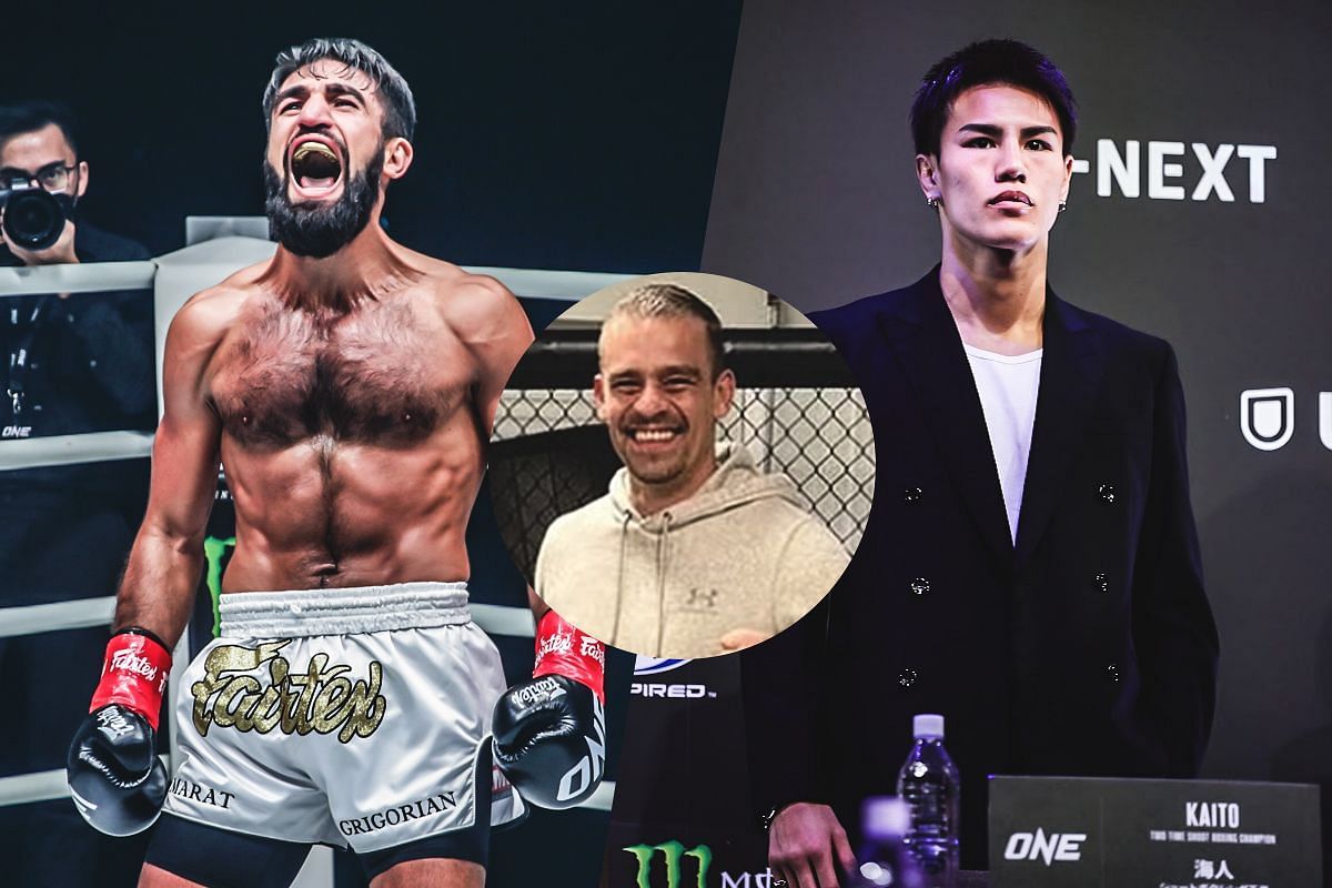 Marat Grigorian (left), Kaito Ono (right), and Nick Hemmers (circle inset). [Photos from ONE Championship, Nick Hemmers instagram]