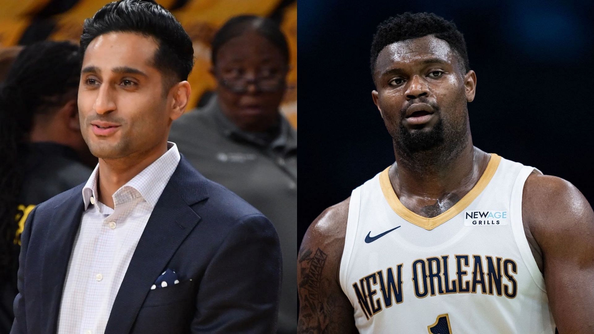 Shams Charania (left) and Zion Williamson (right) - Source: Getty Images