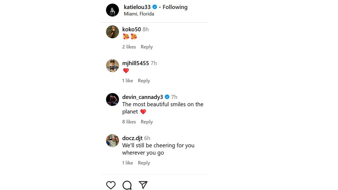 Devin Cannady reacts to his wife&#039;s post on Instagram on Monday. [photo: @katielou33/IG]