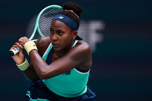 Gauff's blue nails at Miami Open - Source: Getty