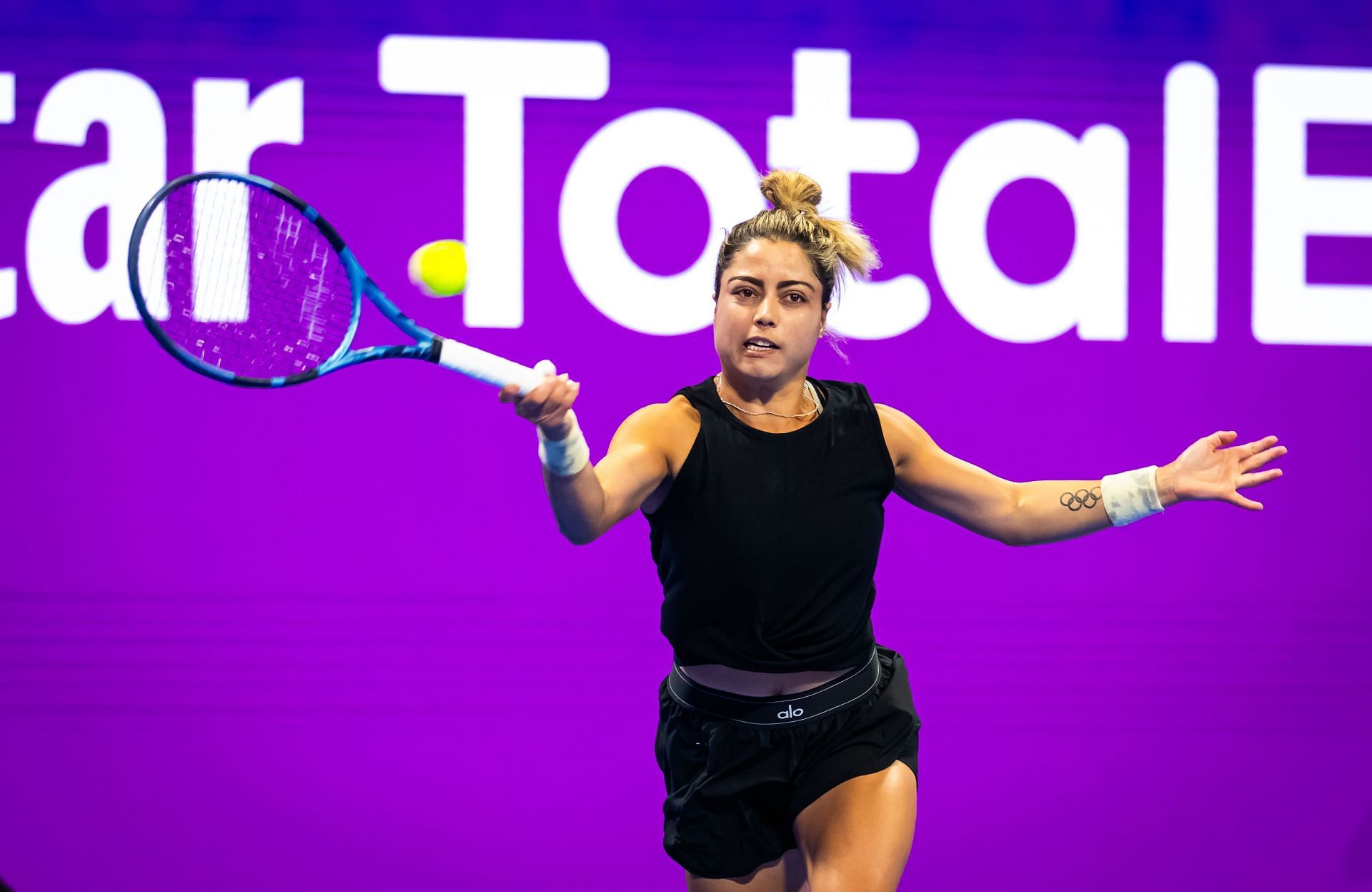 Zarazua hits a forehand at Qatar Open 2025 | Image Source: Getty