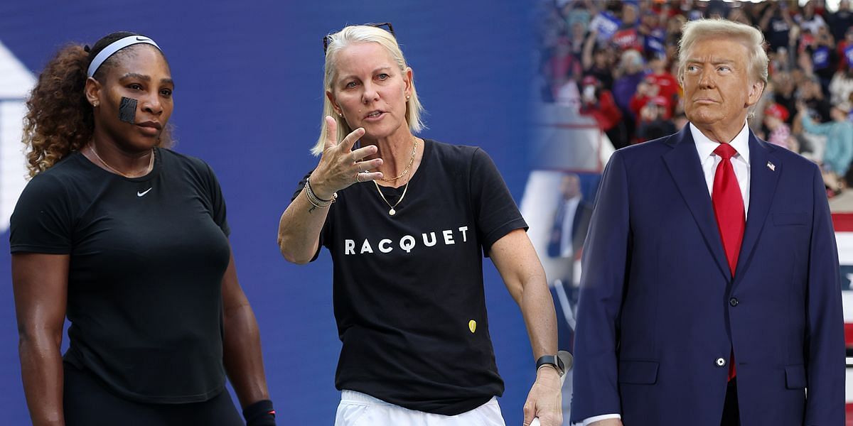 Serena Williams with Rennae Stubbs (L) and Donald Trump (R) - Source: Getty