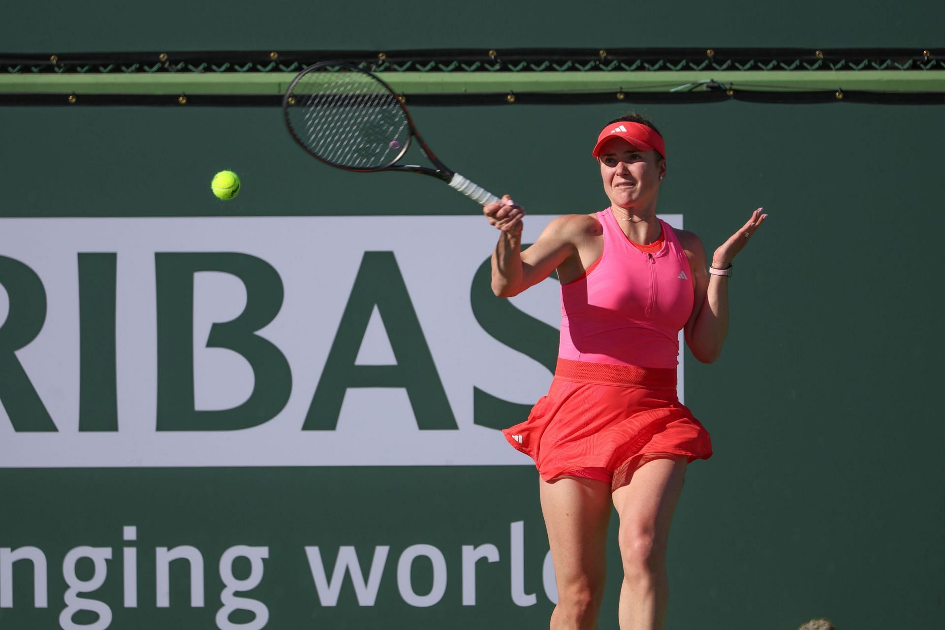 Elina Svitolina hits a forehand in Indian Wells | Image Source: Getty