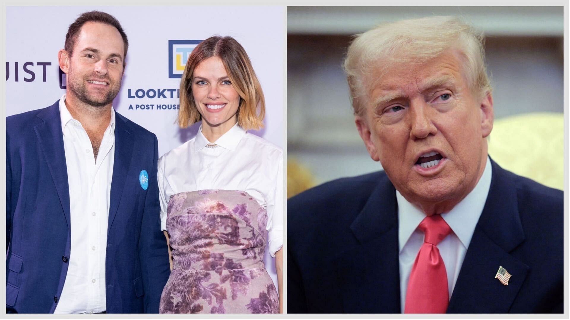 Andy Roddick with wife Brooklyn Decker(left) and US President Donald Trump(right). Images: Getty