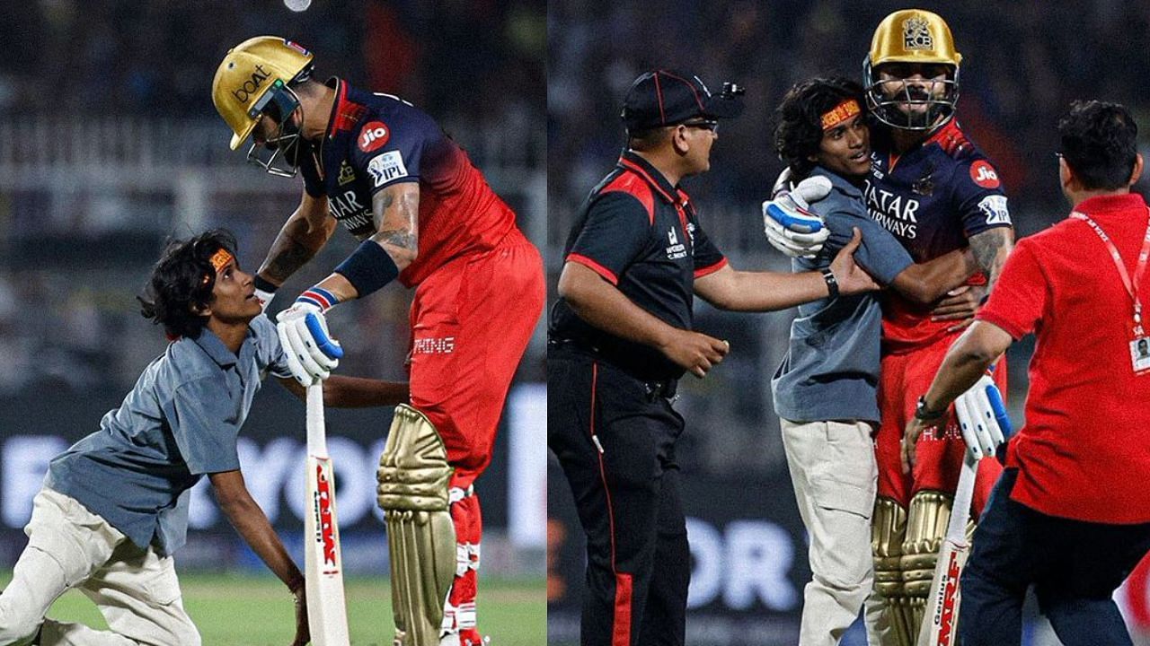 विराट कोहली से मिलने के लिए मैदान में घुसा फैन (Pc: X@incricketteam)