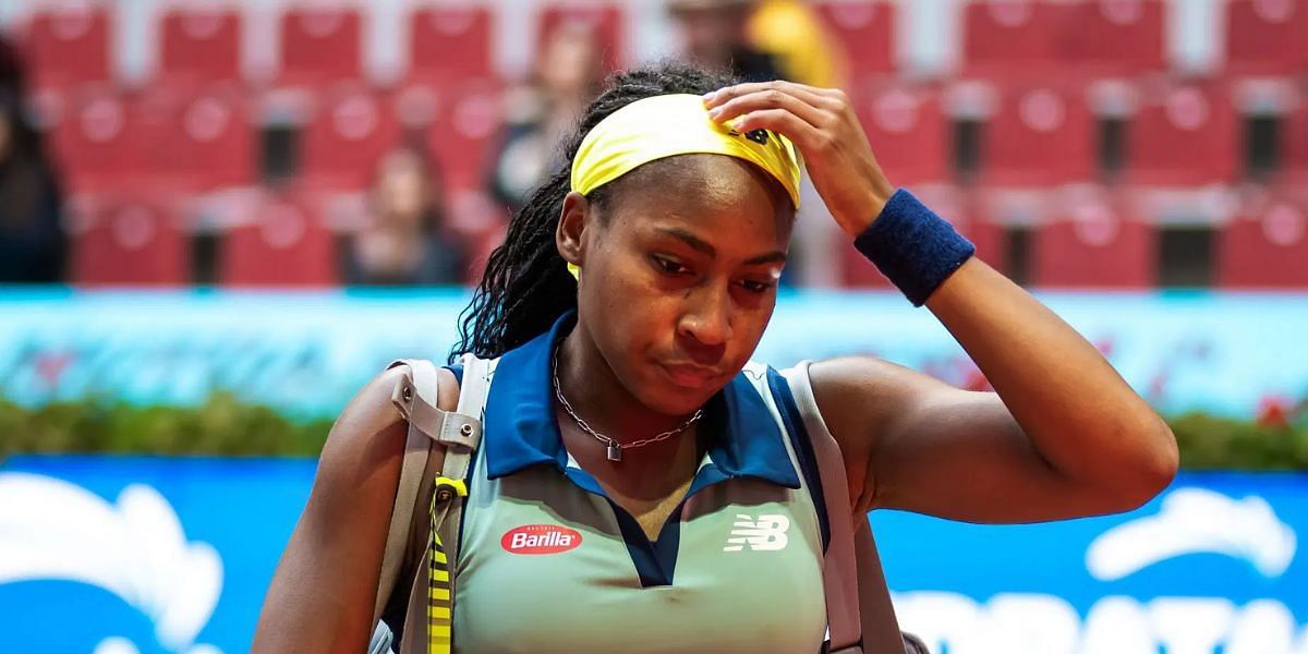 Coco Gauff reacts after a loss on tour: Image source: Getty 