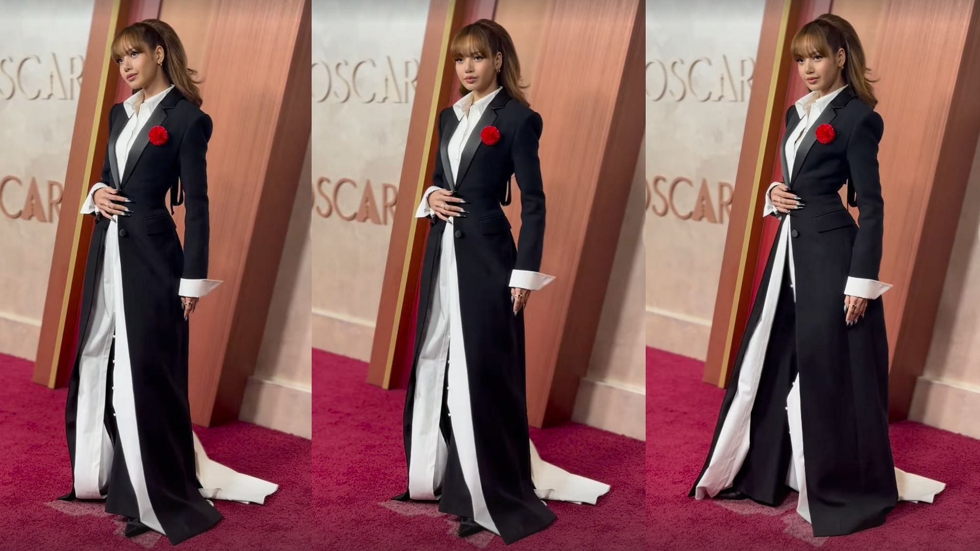 BLACLPINK&rsquo;s Lisa gives a James Bond tribute at the 2025 Oscars. (Images via Instagram/@theacademy)