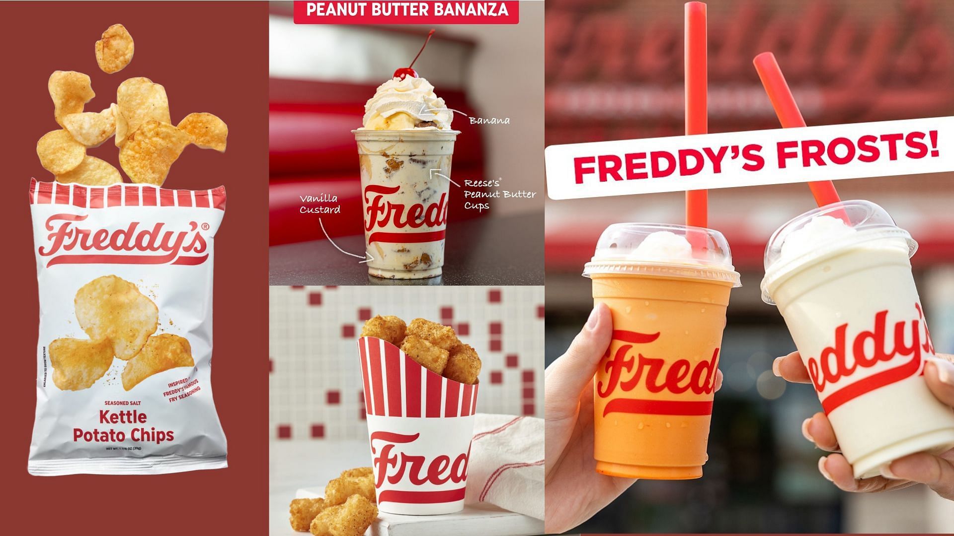 Freddy&#039;s tots, kettle chips, frosts &amp; peanut butter bananza (Image via Freddy&rsquo;s)