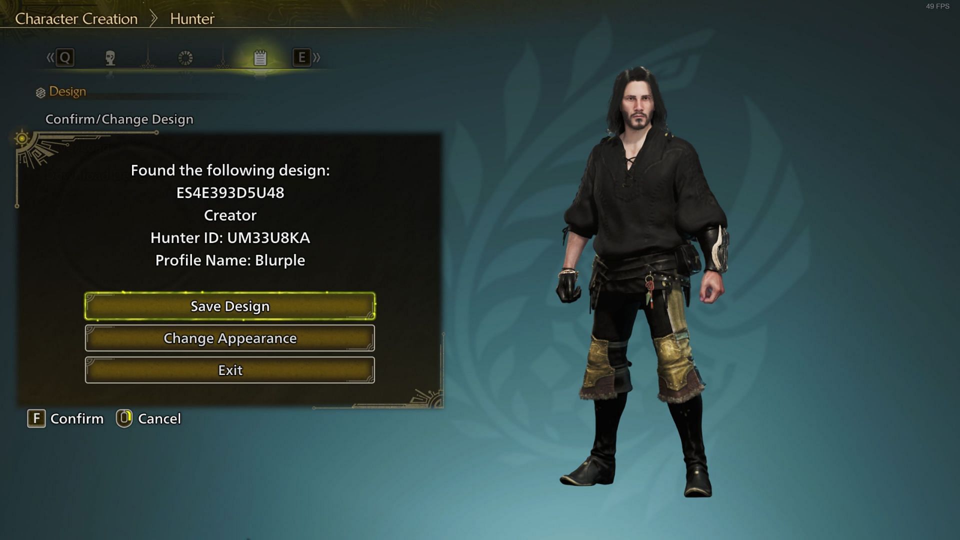 Keanu Reeves Hunter design (Image via Capcom)