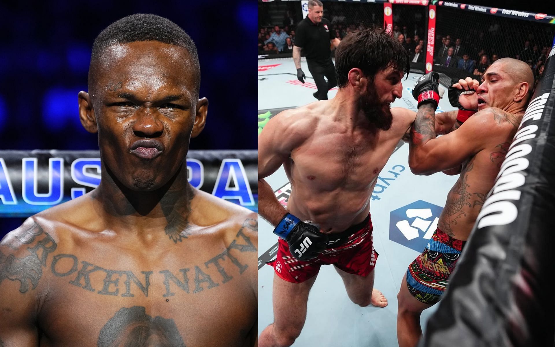 Israel Adesanya reacts to Magomed Ankalaev