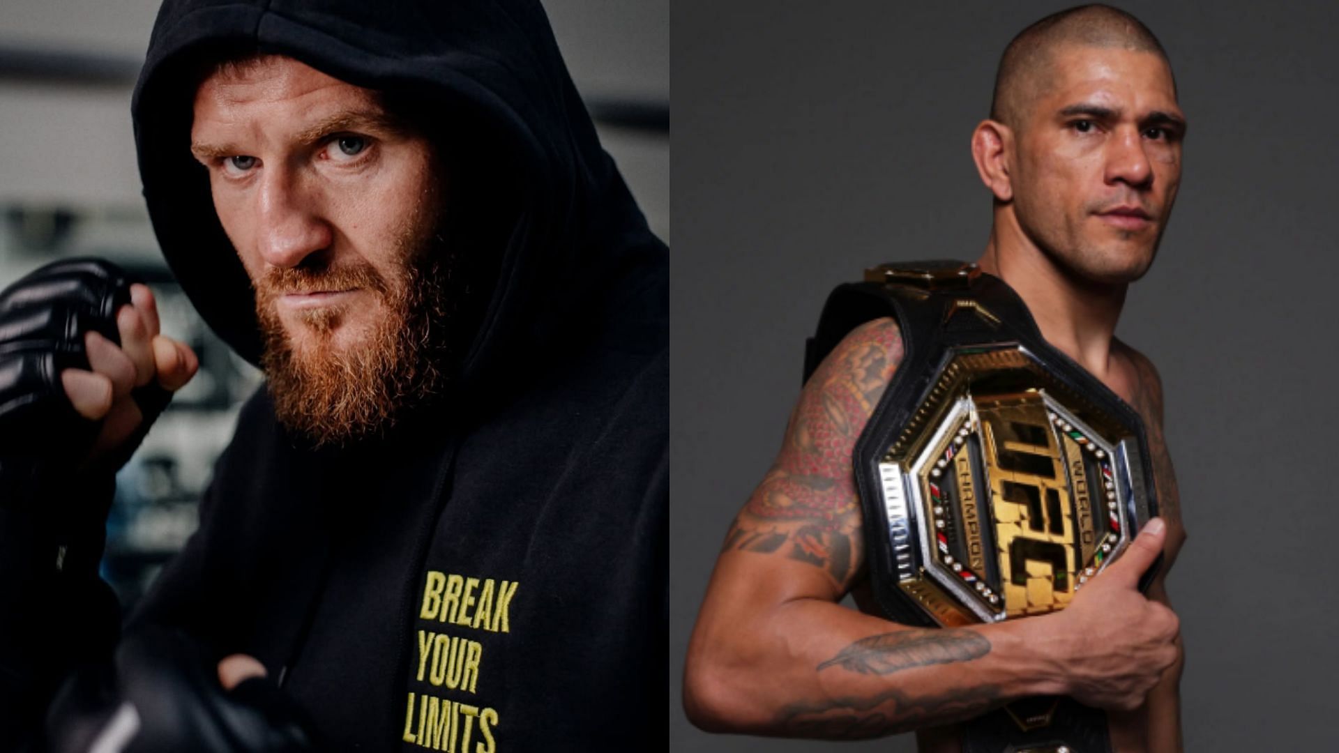 Jan Blachowicz (left) reveals should injuries following Alex Pereira (right) bout [Images courtesy of @janblachowicz on Instagram &amp; Getty Images]