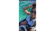 Screenshot of Biles' Instagram story feat glimpses of her jet skiing (Image via: Biles' Instagram)