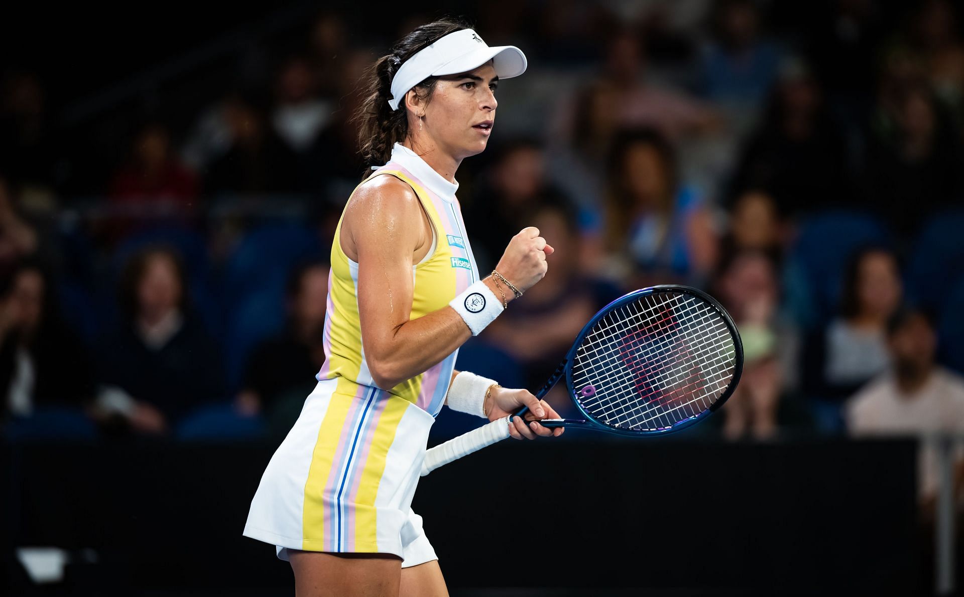 Ajla Tomljanovic of Australia reacts while playing against Diana Shnaider of Russia in the second round on Day 4 of the 2025 Australian Open - Source: Getty