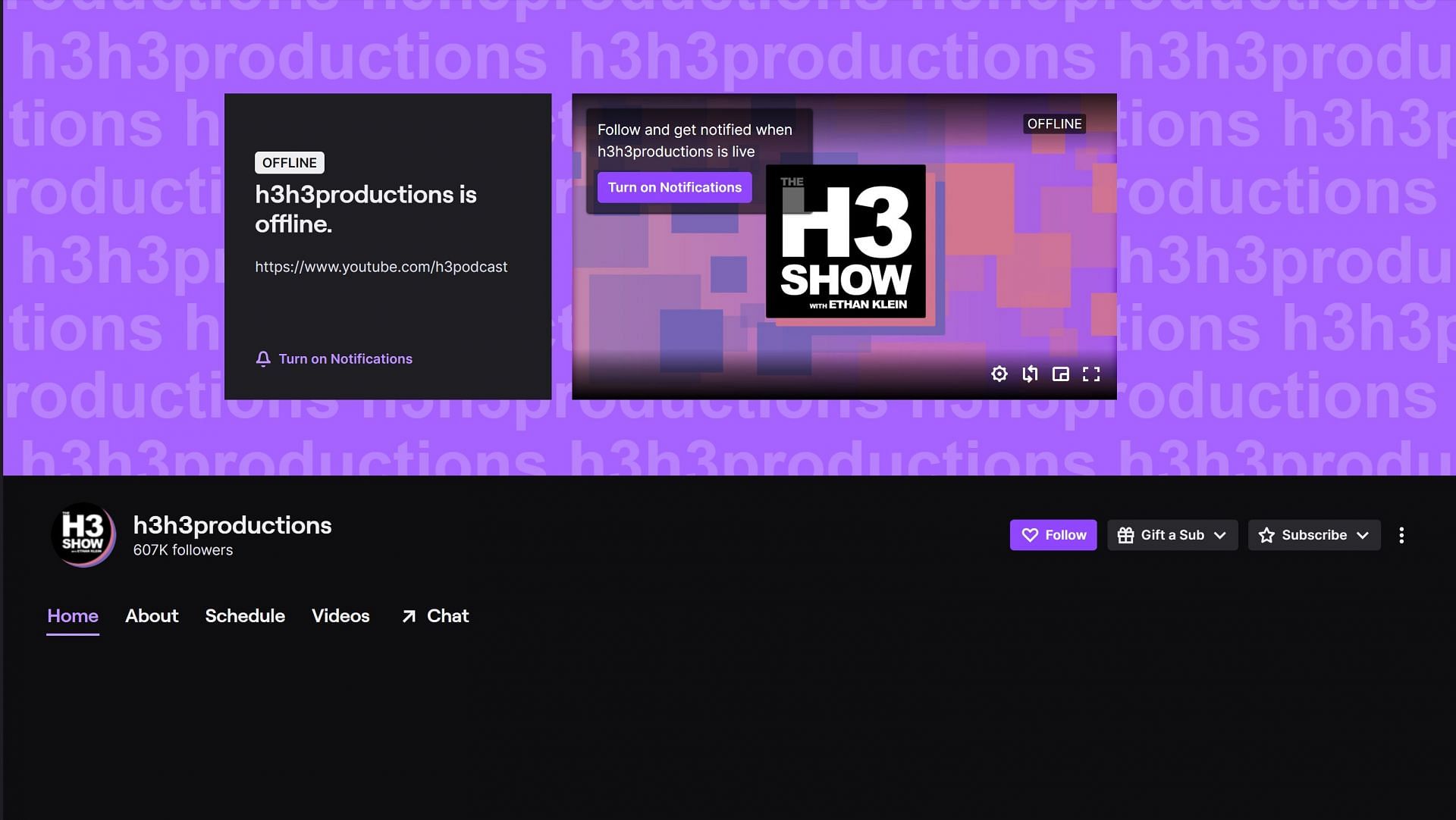 The h3h3productions Twitch channel has been reinstated after initially getting a 30-day suspension (Image via twitch.tv/h3h3productions)