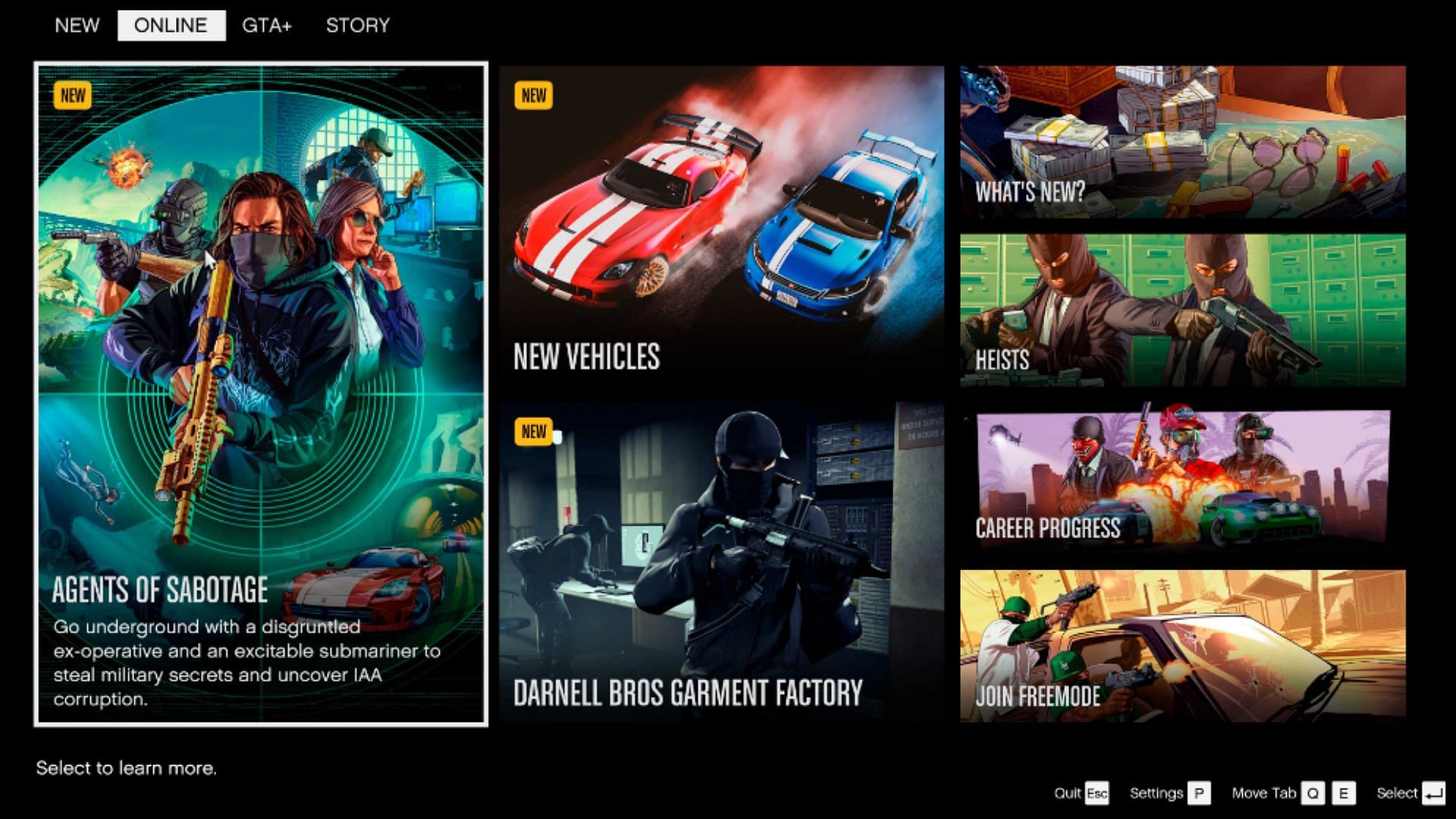 GTA 5 Enhanced Edition has a new Landing Page/main menu (Image via Rockstar Games)