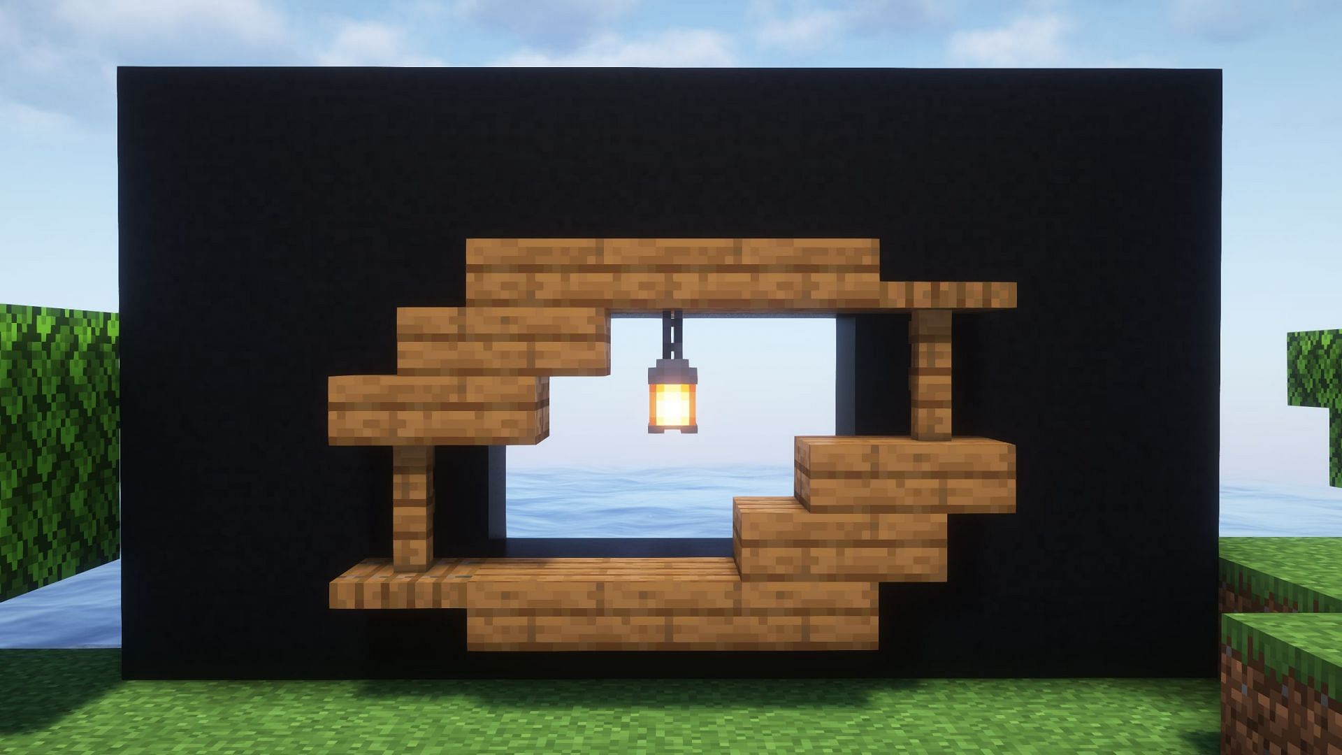 This window uses stairs to create a slanting effect (Image via Sportskeeda Gaming || Mojang Studios)