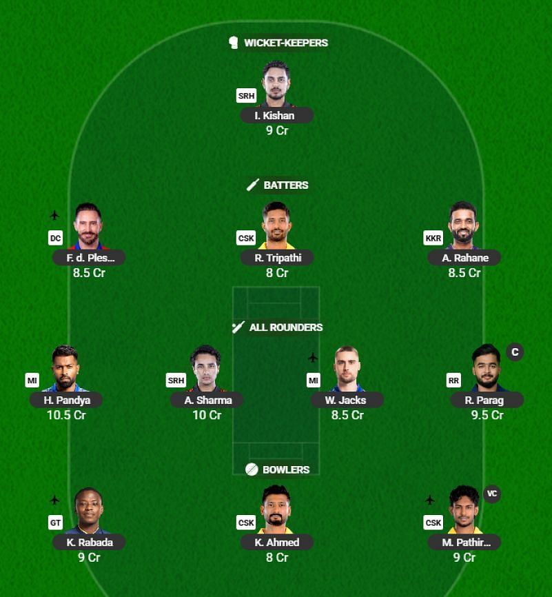Best IPL 2025 Fantasy Team for Match 11 - RR vs CSK