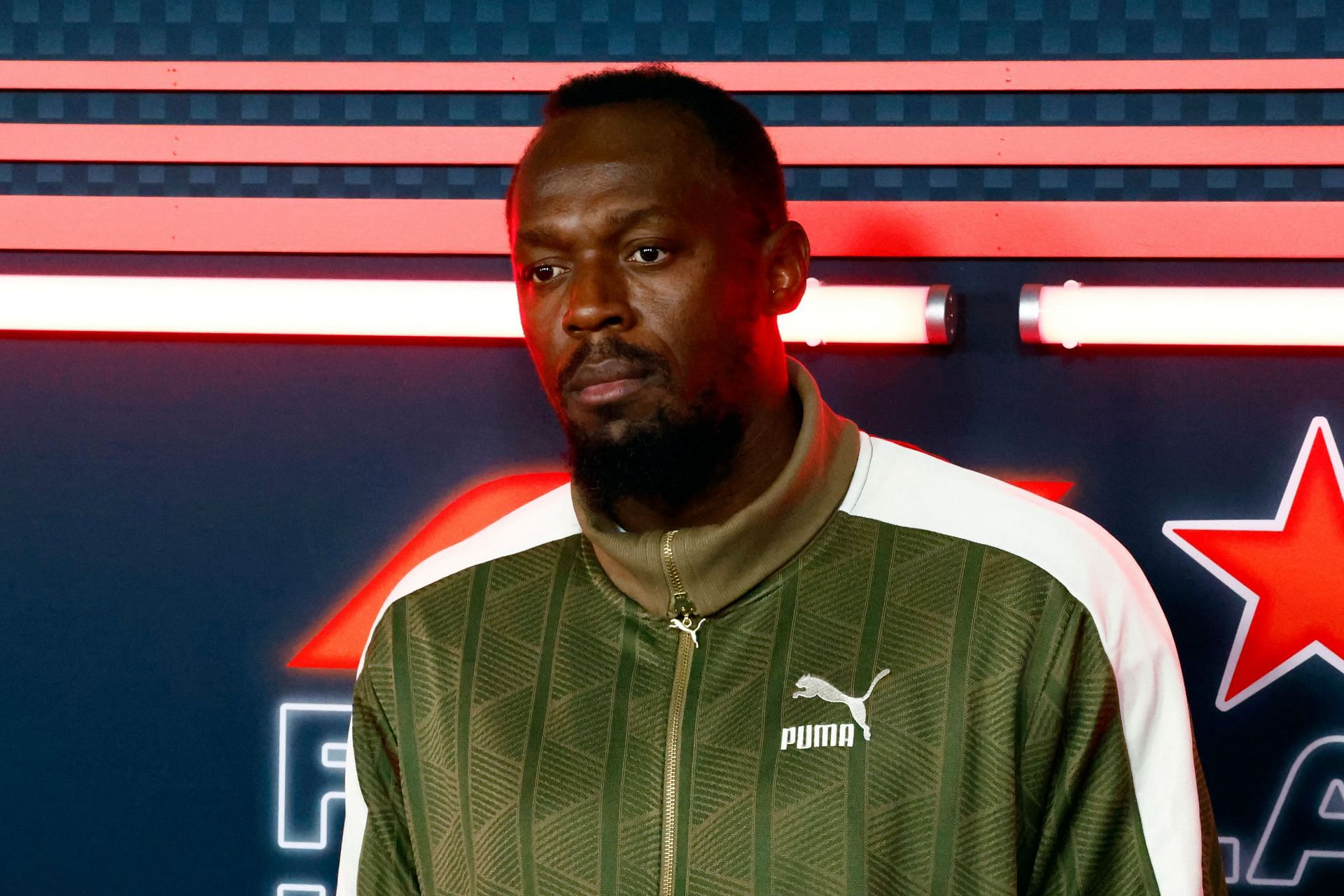 Usain Bolt at the Formula 1 Heineken Silver Las Vegas Grand Prix in Las Vegas, Nevada (Photo via Getty Images