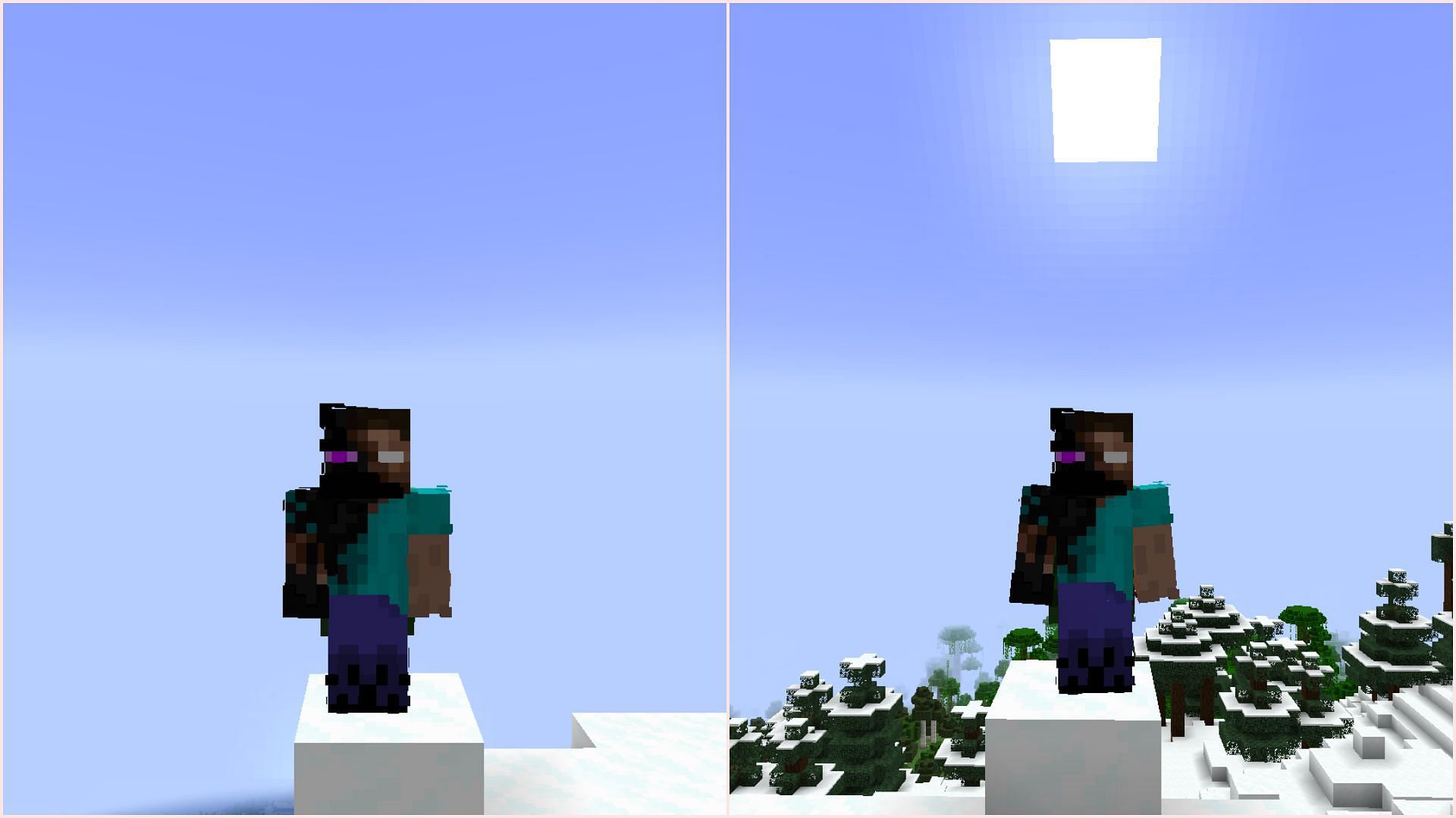 There is a trick to face a particular direction after teleporting (Image via Sportskeeda Gaming/Mojang Studios)