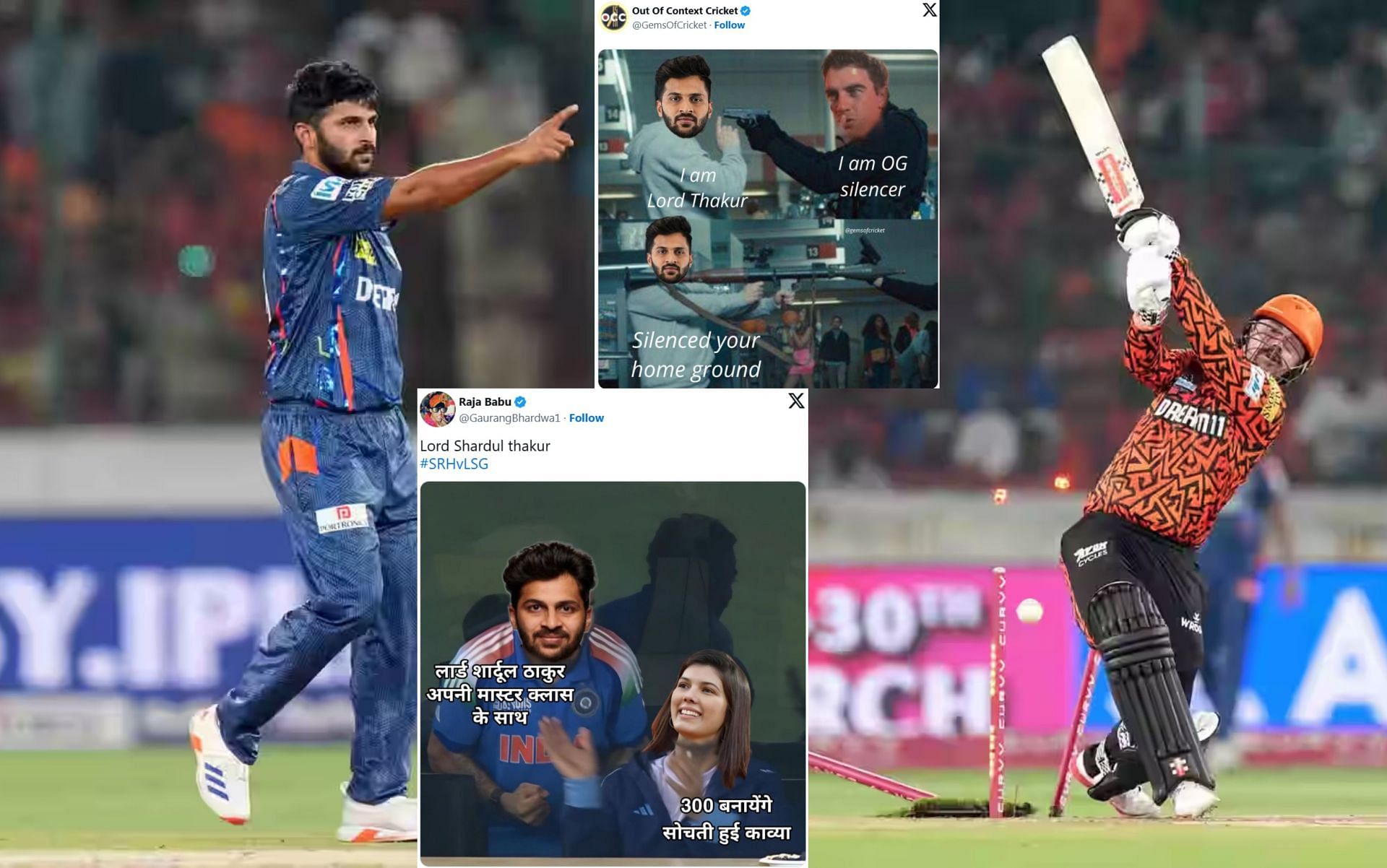 Fans react after 1st innings of SRH vs LSG clash. (Images: X - bcci.tv, X - @GemsOfCricket, @GaurangBhardwa1)