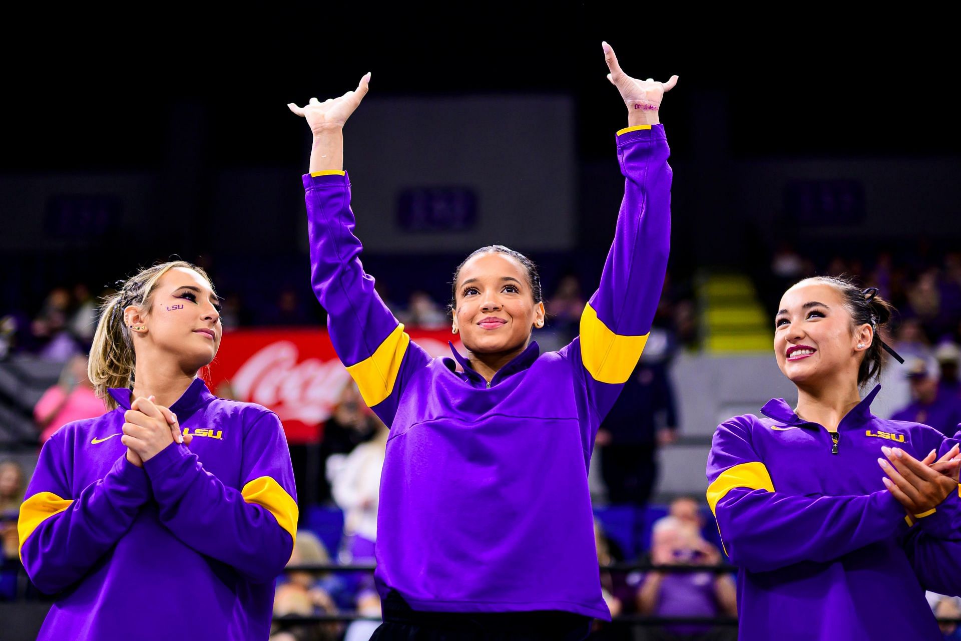 Haleigh Bryant of the LSU Tigers against the George Washington Revolutionaries in Baton Rouge, Louisiana. (Photo via Getty Images)