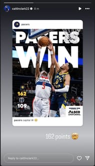 Caitlin Clark drops unbelievable 2-word reaction to Pacers notching up massive 162-point performance