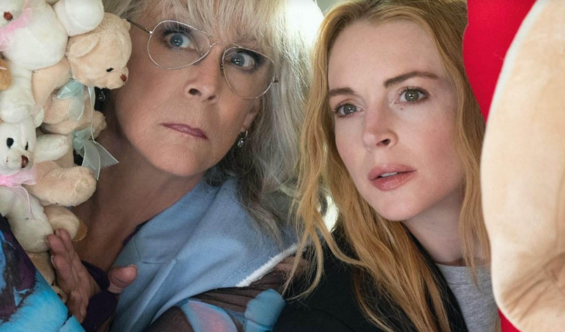 Jamie Lee Curtis as Tess and Lindsay Lohan as Anna in Freakier Friday (Image via Disney)