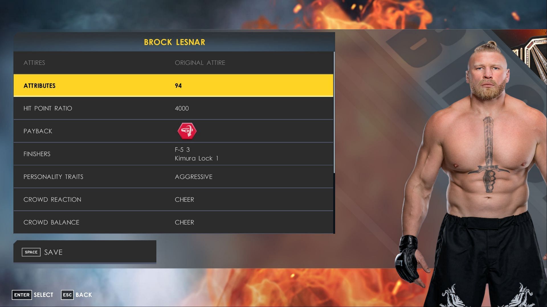 Brock Lesnar as seen in WWE 2K22 (Image via 2K)