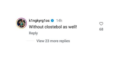 Nick Kyrgios's comment | Image Source: Instagram