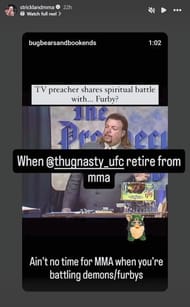 A screenshot of Sean Strickland's Instagram story about Bryce Mitchell