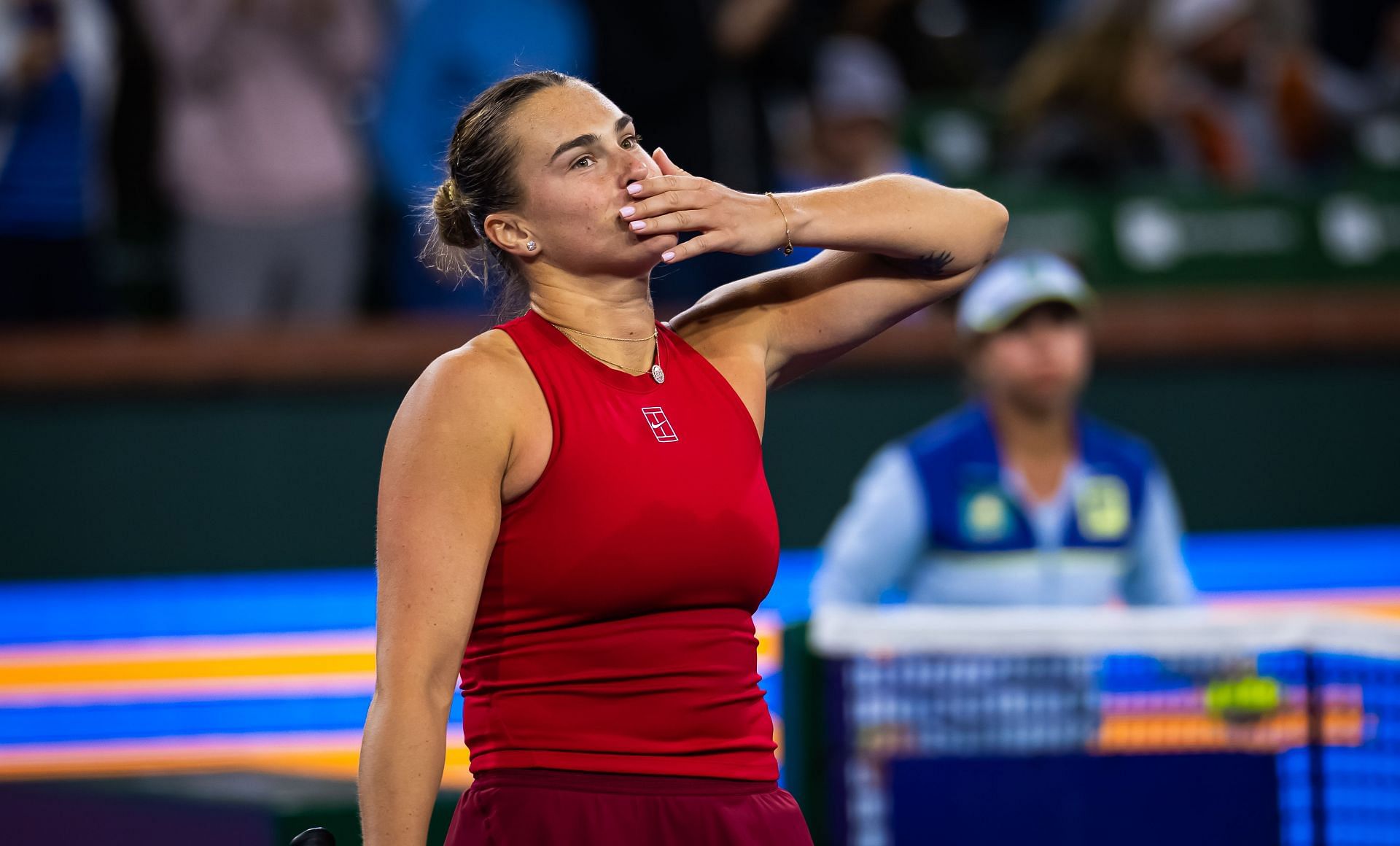 Top seed Aryna Sabalenka was safely through to the fourth round at Indian Wells. (Source: Getty)