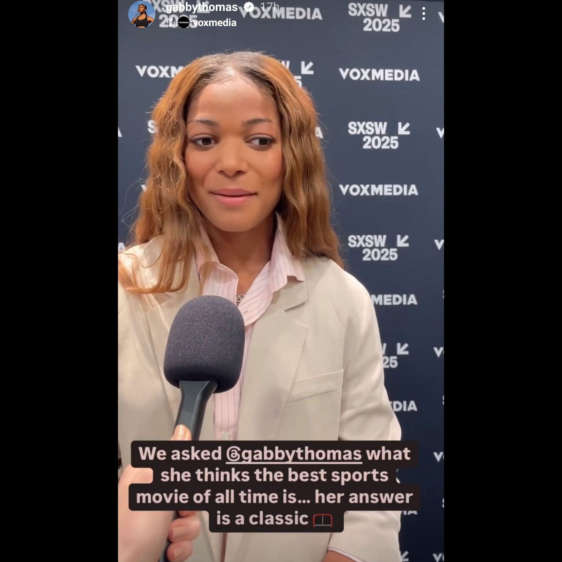 Screenshot of Gabby Thomas answering the question. Credits - Instagram story/ gabbythomas