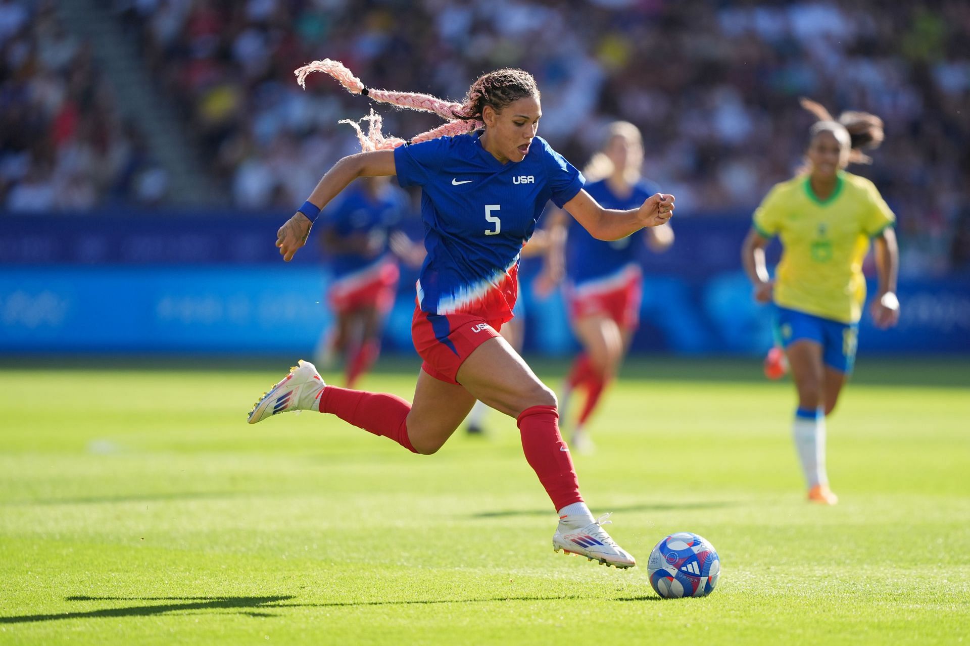 Rodman playing for the US national team against Brazil during the 2024 Paris Olympics (Image via: Getty Images)