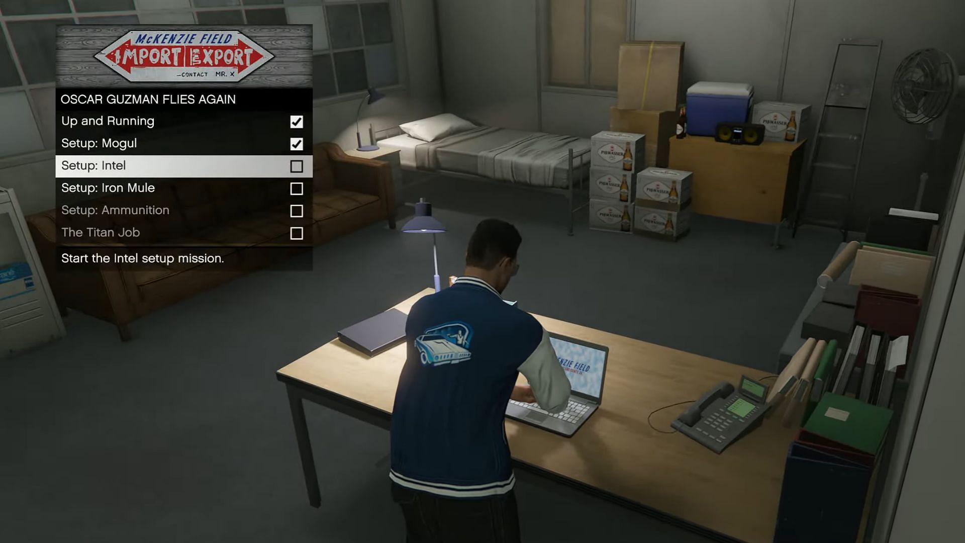 You must select the Intel setup mission from the laptop (Image via YouTube/GTA Series Videos || Rockstar Games)