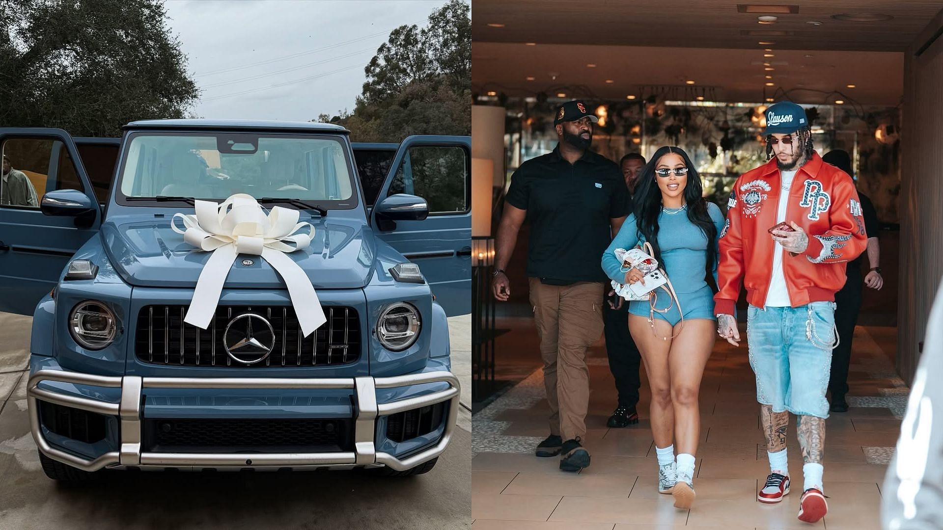 LiAngelo Ball and Rashida Nicole with their car. [Image via Instagram/@iamrnicole]