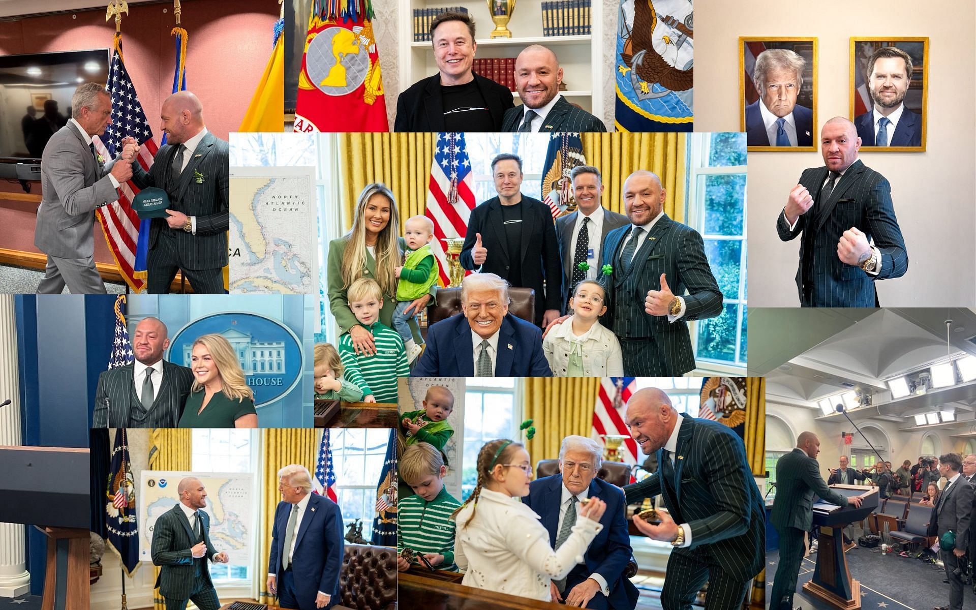 Conor McGregor visited The White House on St. Patrick&#039;s Day. [Image(s) courtesy: @WhiteHouse, @SecKennedy, @POTUS and @AllisonSchuste via X]