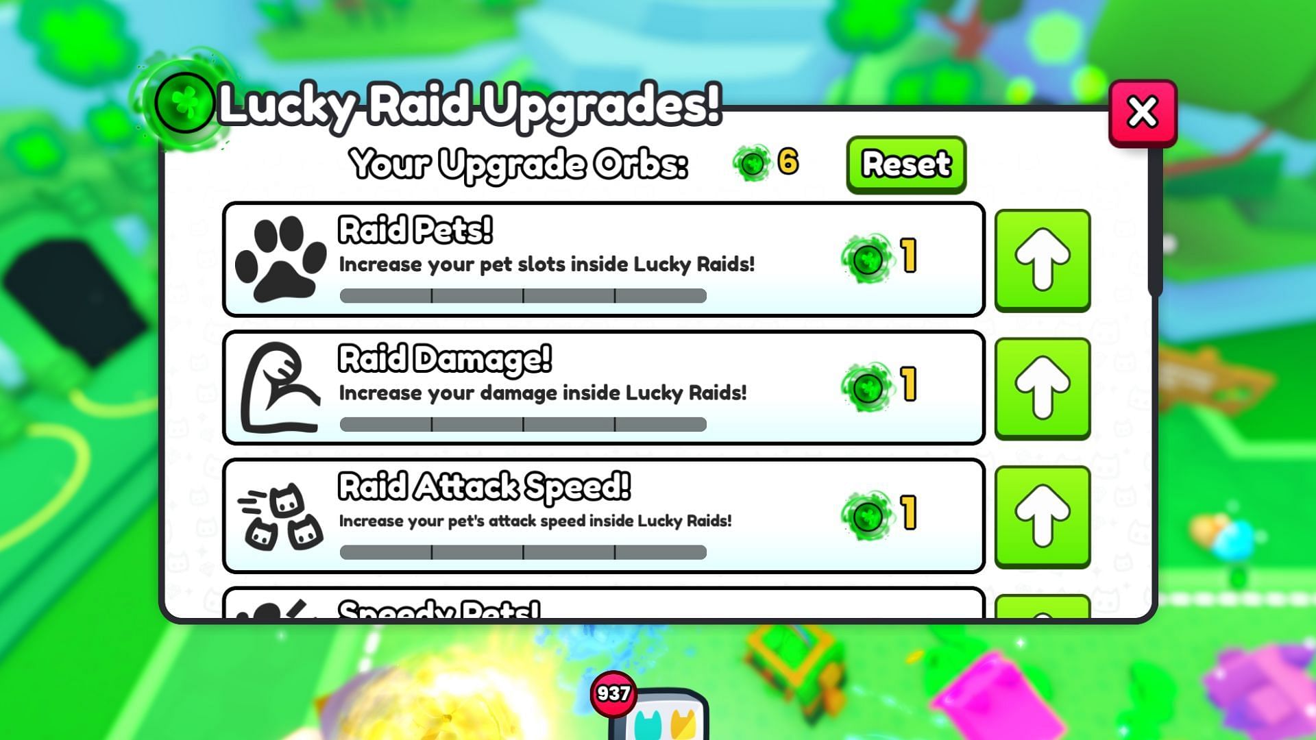 You can use the orbs to upgrade different stats (Image via Roblox)