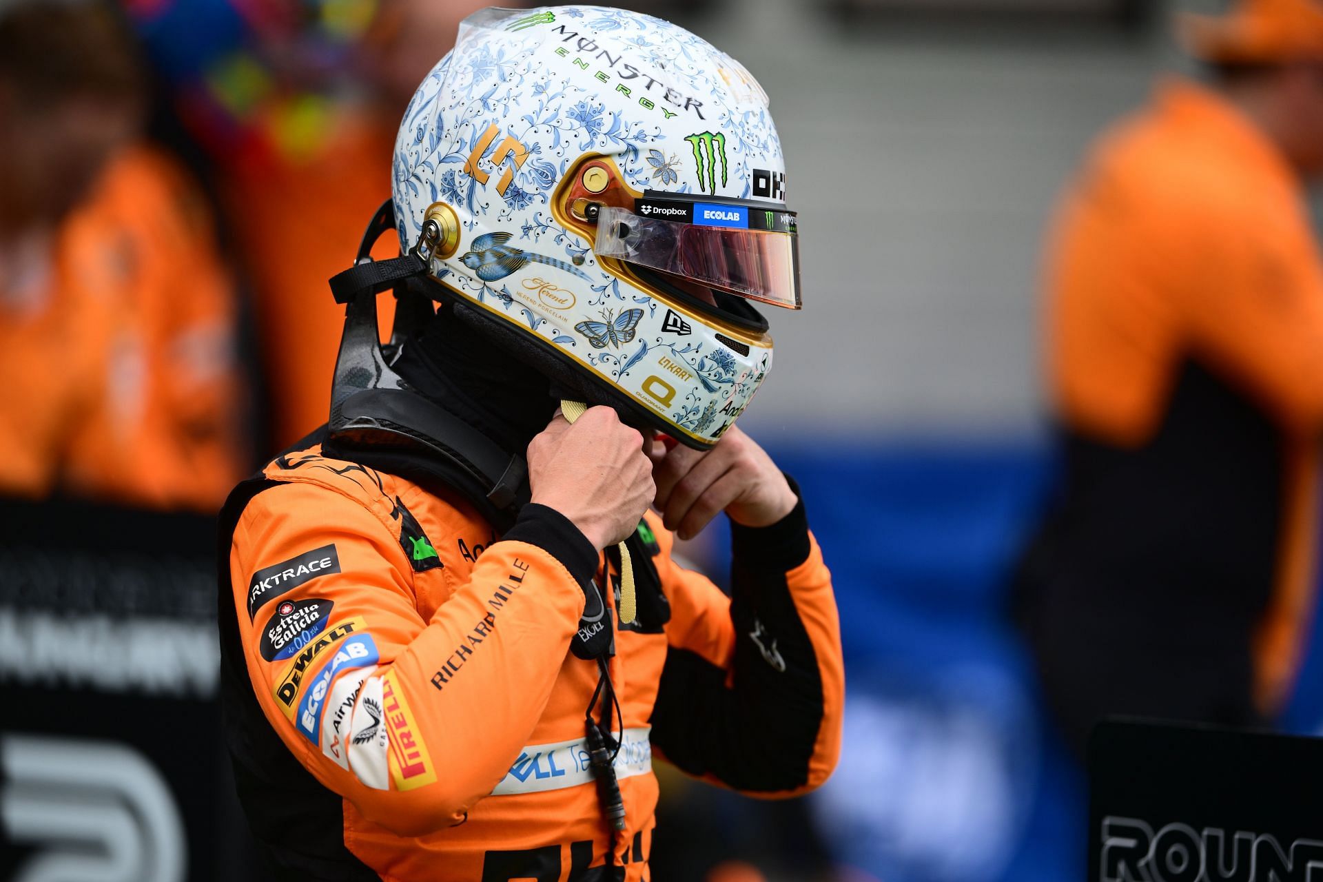 Lando Norris&#039; hand-painted helmet design at the Hungarian Grand Prix - Source: Getty