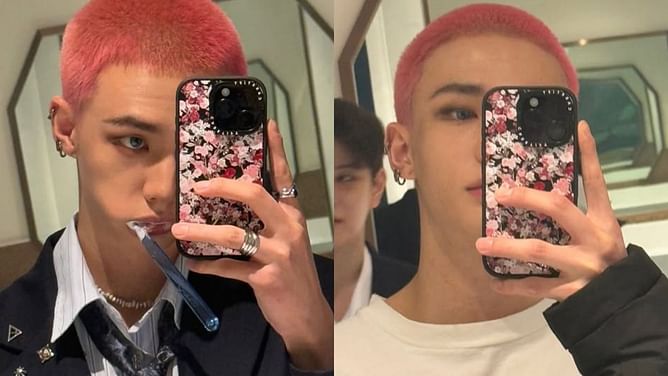 "Pink Kiwi": Fans go gaga as Stray Kids' Hyunjin reveals new photos of his buzzcut hair color