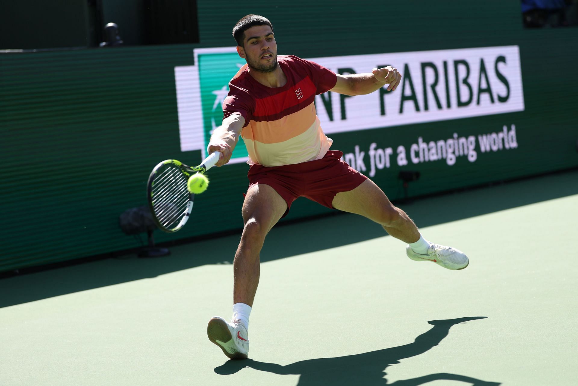 Carlos Alcaraz in action at the BNP Paribas Open - (Image Source: Getty)